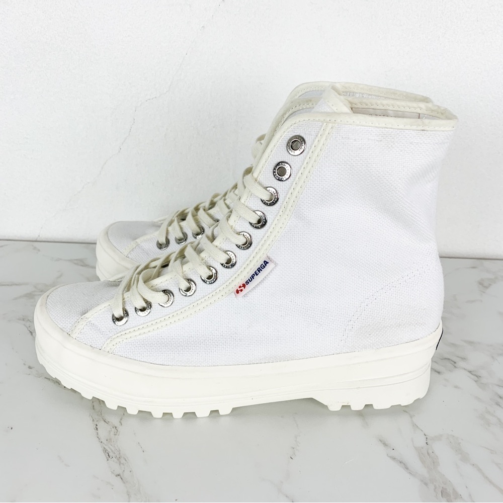 Superga 2341 Alpina High Top Sneakers with Gum Sole in White Sz 7 1/2 - Picture 5 of 16